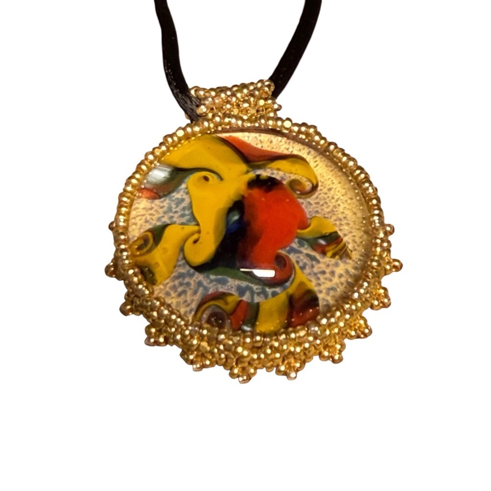 NWT Handmade Beaded Lampwork Glass Pendant